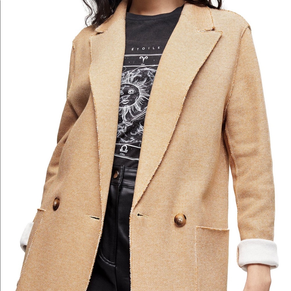 Topshop Raw Edge Jersey Double Breasted Blazer